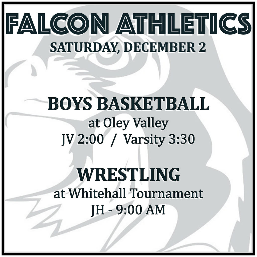 BOYS BASKETBALL at Oley Valley: JV 2:00, Varsity 3:30. WRESTLING at Whitehall Tournament: JH 9:00 AM.