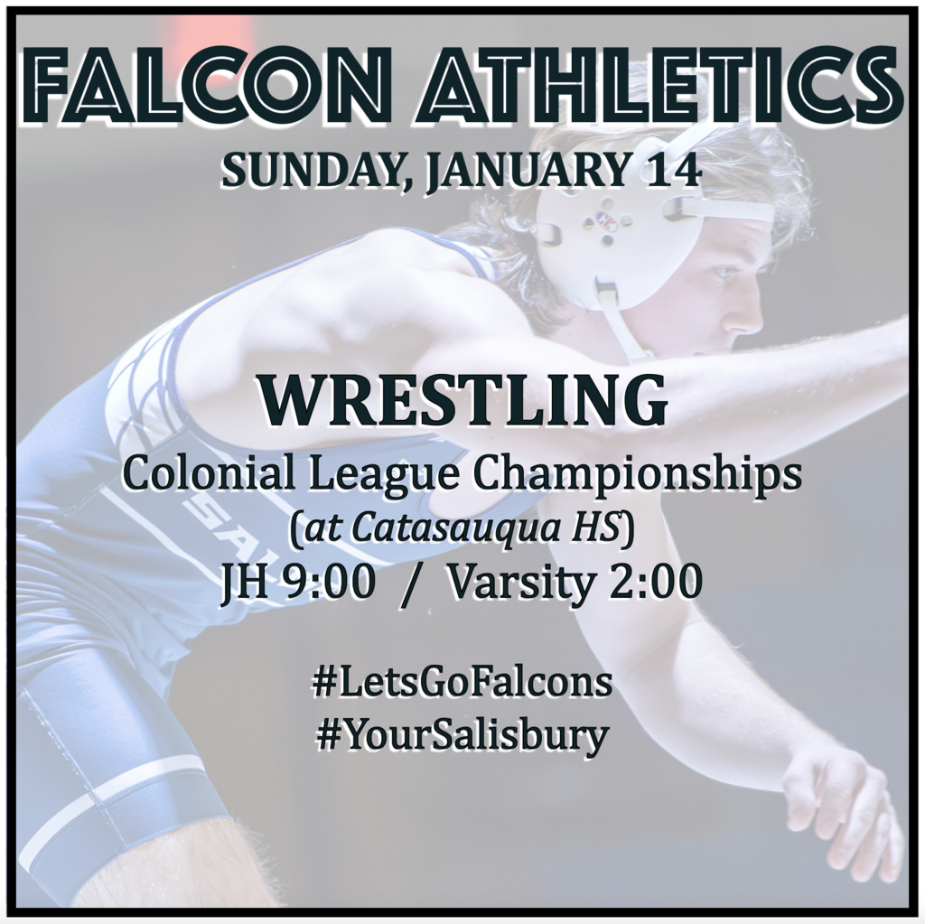 WRESTLING at Colonial League Championships (Catasauqua HS): JH 9:00, Varsity 2:00.