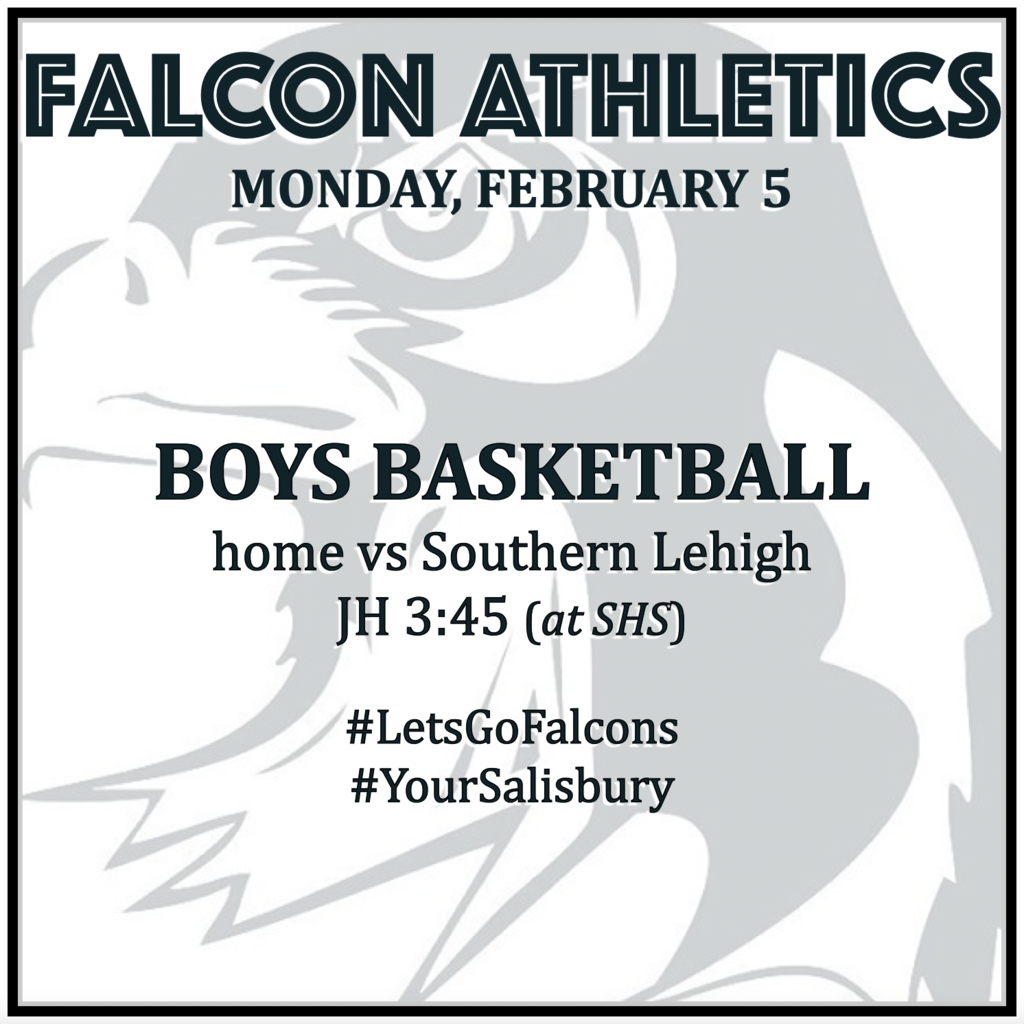 BOYS BASKETBALL home vs Southern Lehigh: JH 3:45 (at SHS).