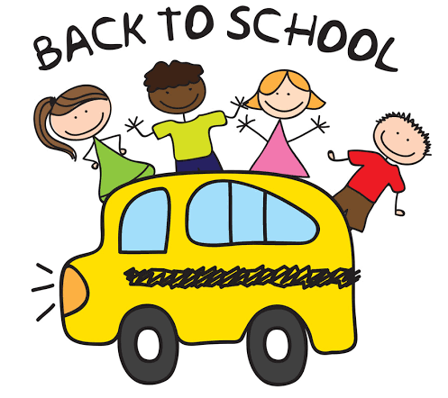 back to school bus and kids 
