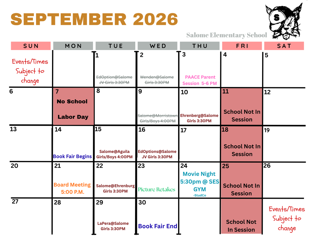 September monthly calendar 