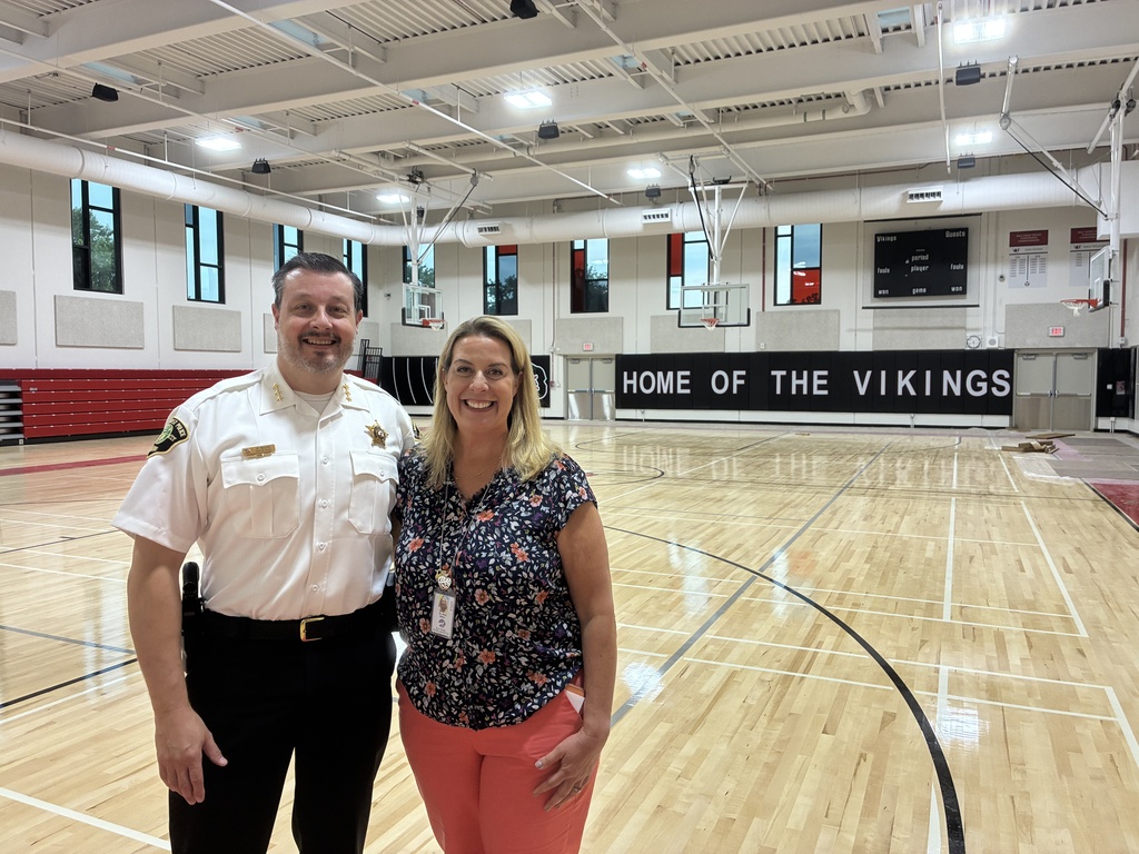 Superintendent Zaher with Elmhurst Police Chief McLean Albright alum, in Albright’s new gym.