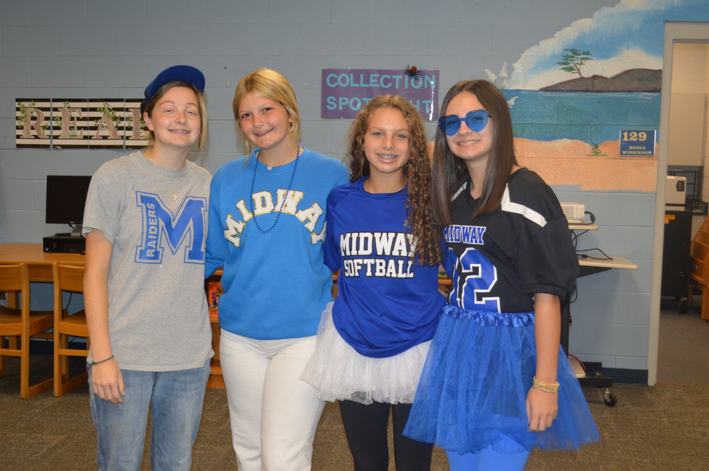 All out in our blue, white, and black.