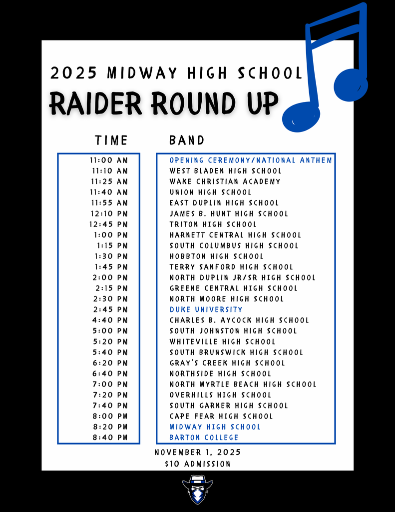 Raider Round-Up Band Schedule 