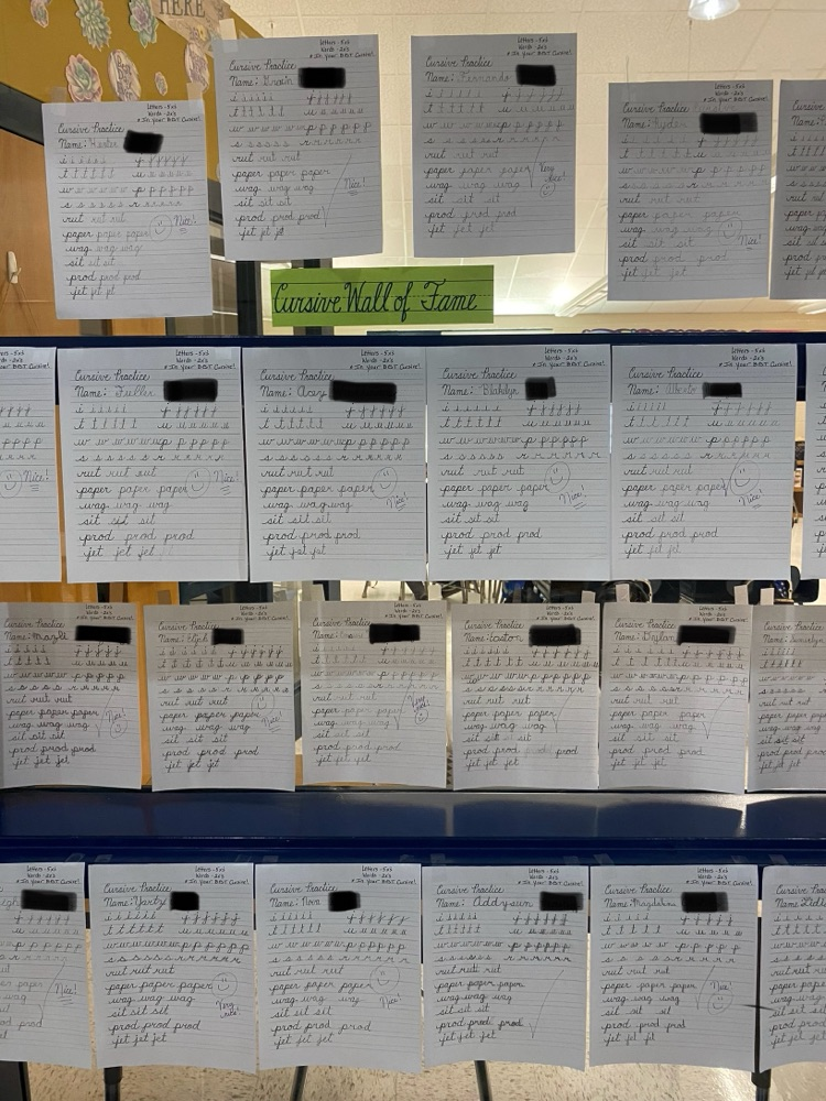 cursive wall of fame