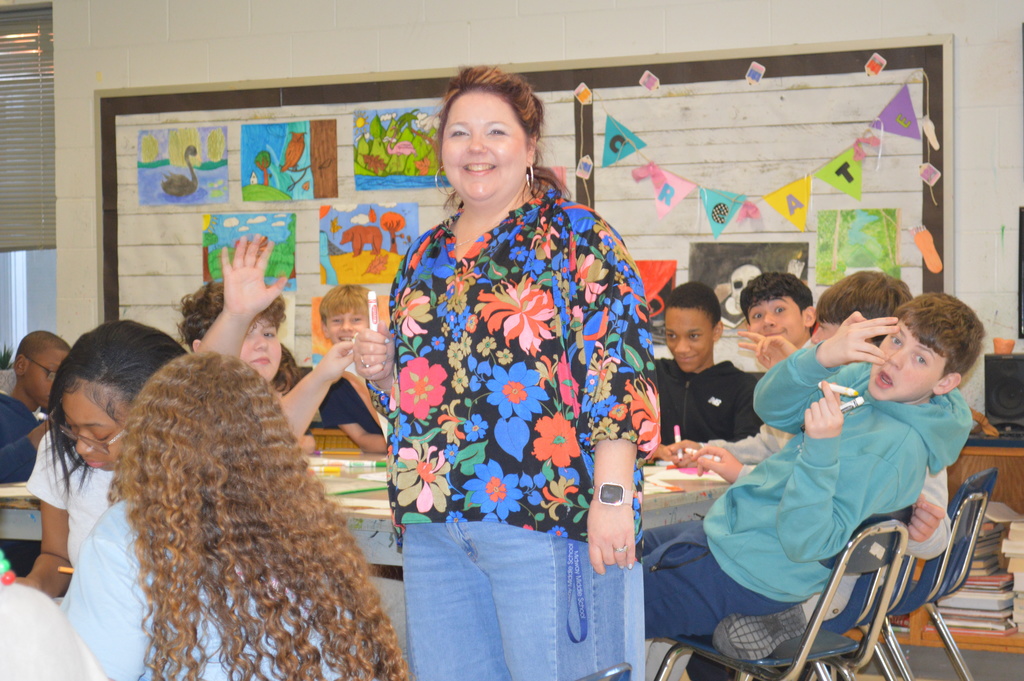 Mrs. Steward ready for Art Class!