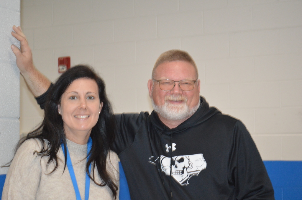 Mrs. Peterson and Coach Tyler ready to tackle the school day.