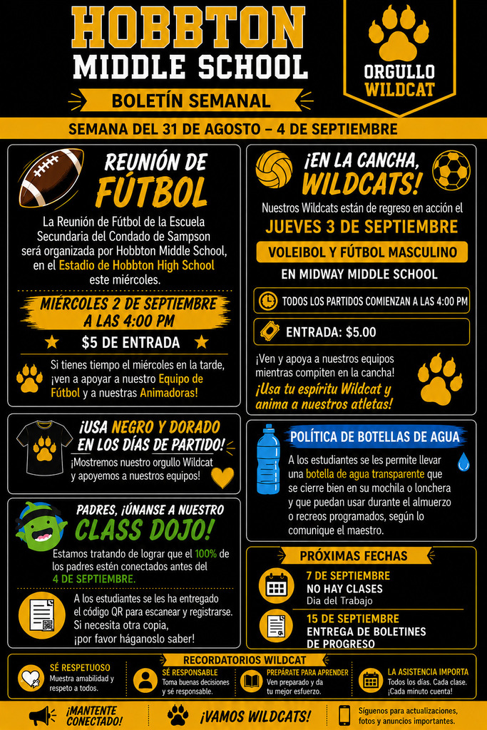 Upcoming events flyer Spanish