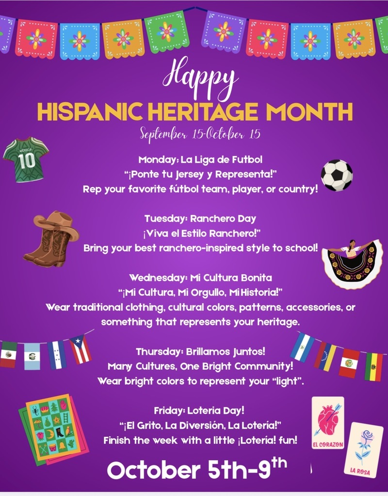 Hispanic Heritage Spirit week flyer