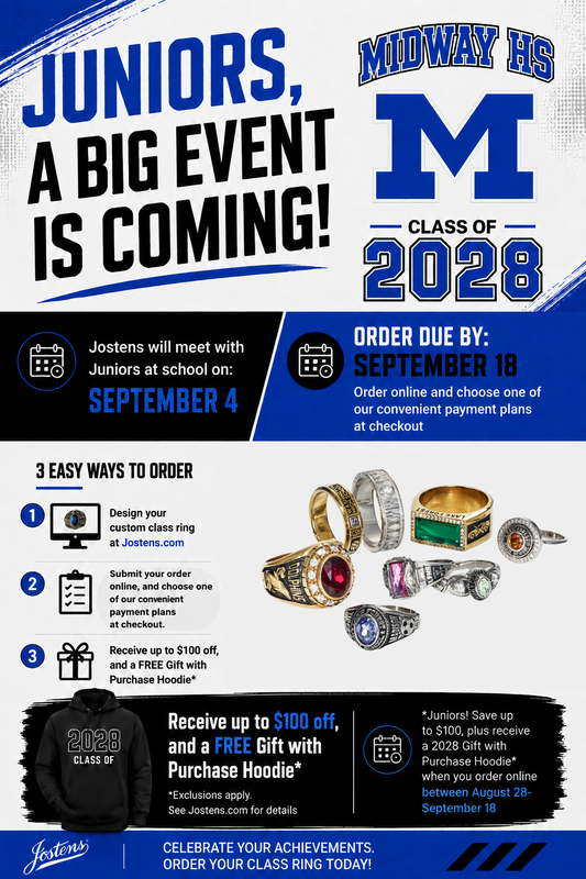 Junior Class Ring and Jostens ordering information flyer