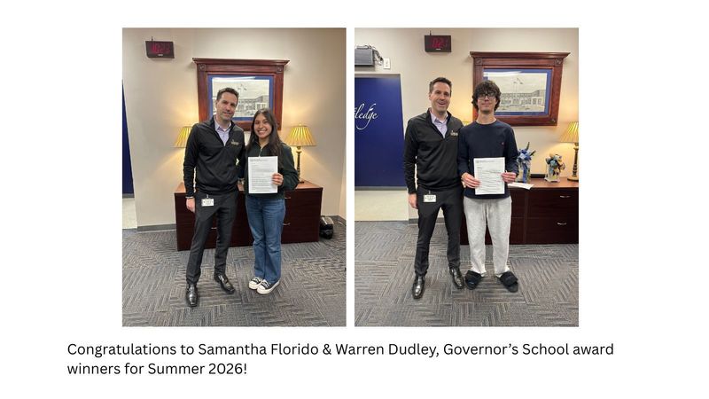 Samantha Florido & Warren Dudley, MHS Governor's School 2026 Students