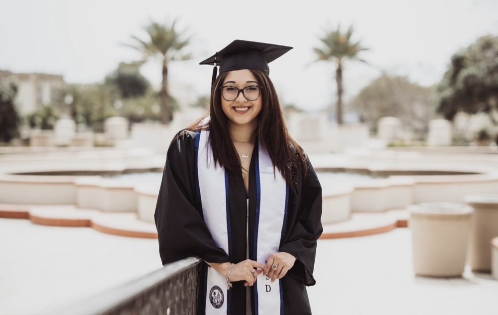 Guerra at University of San Diego in graduation gown