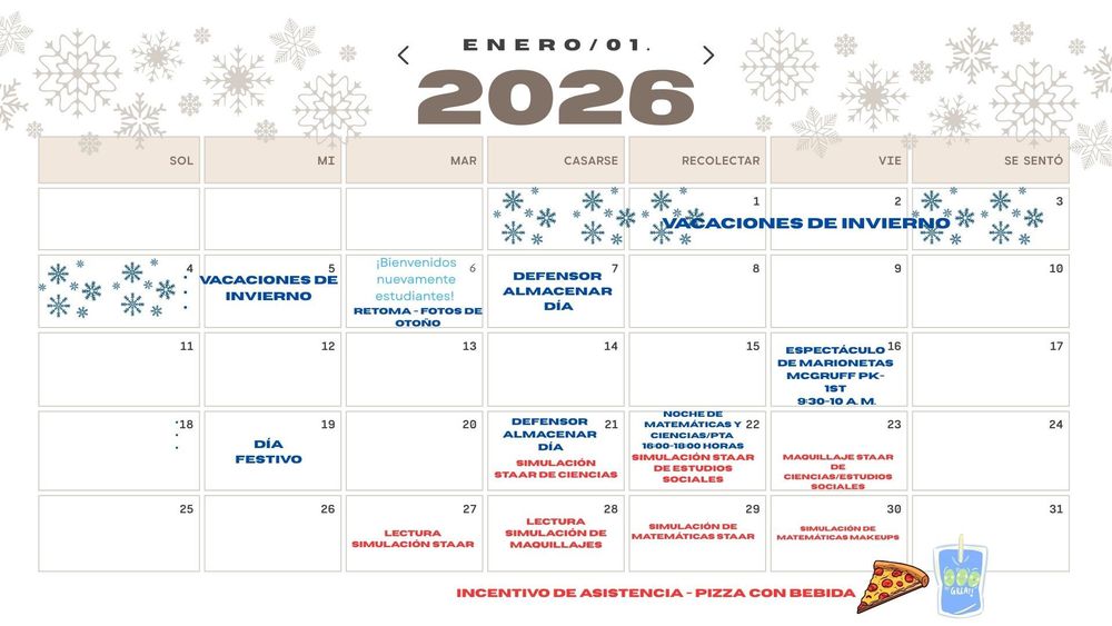 Calendario de enero