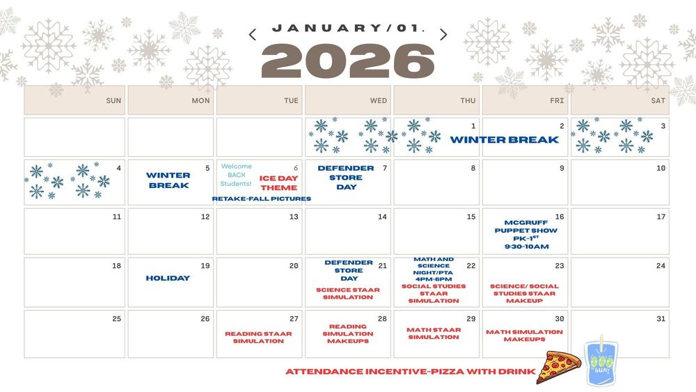 January  Calendar 