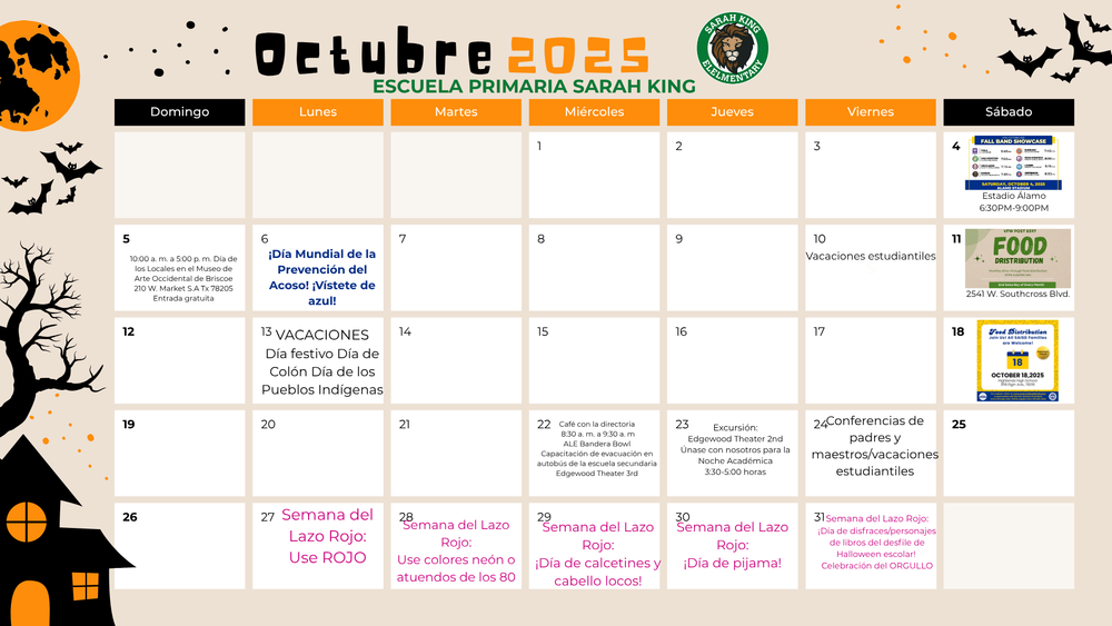October Spanish Calendar