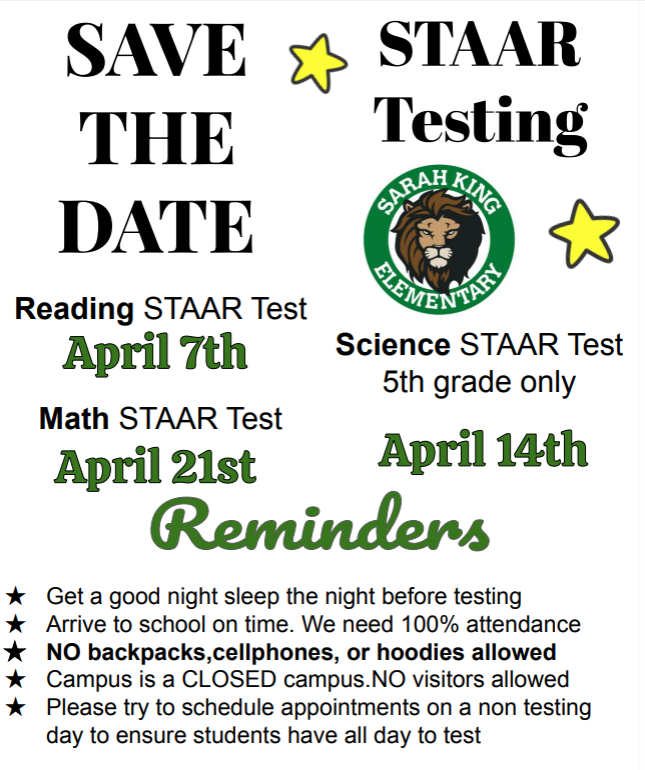 STAAR Testing Flyer