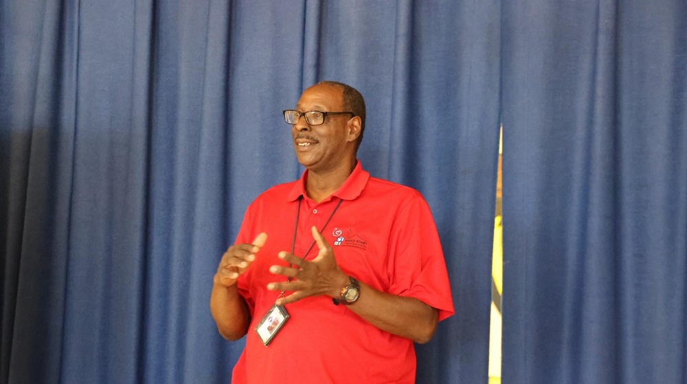 Mr. Powell addresses audience