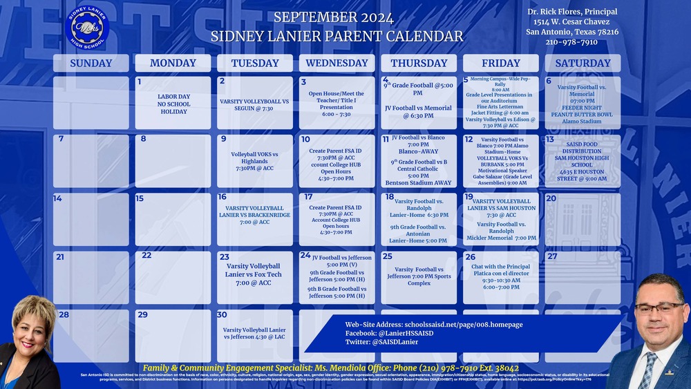 September Lanier Events Calendar