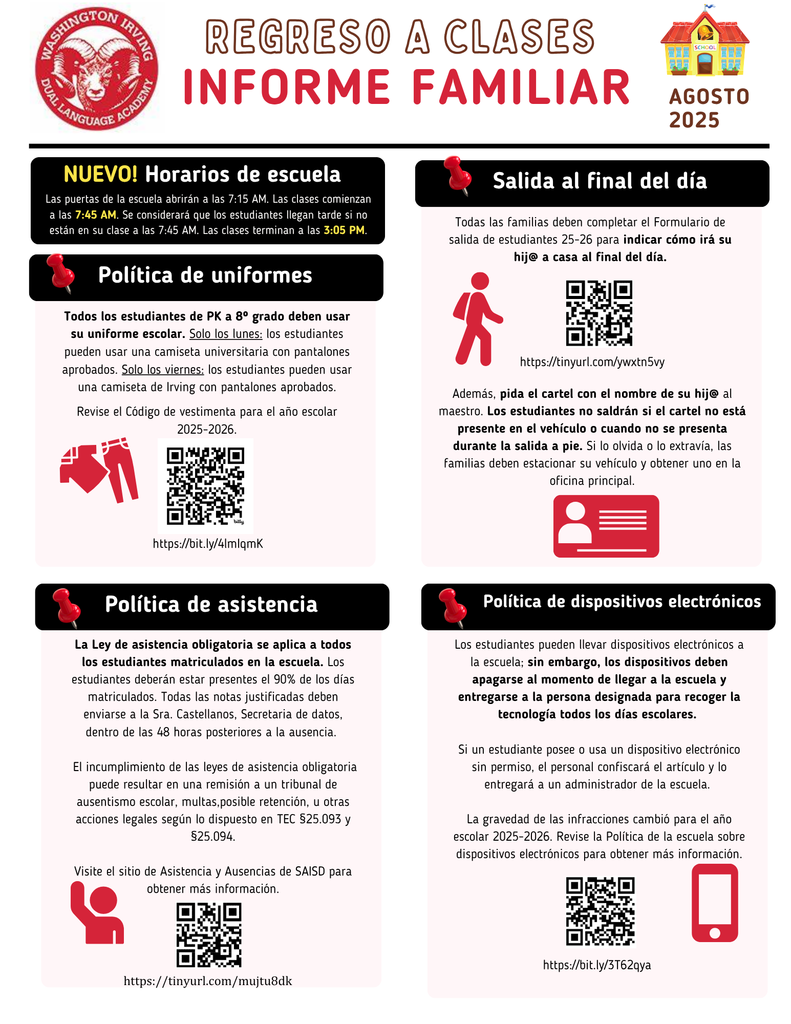 Back to School Brief in Spanish