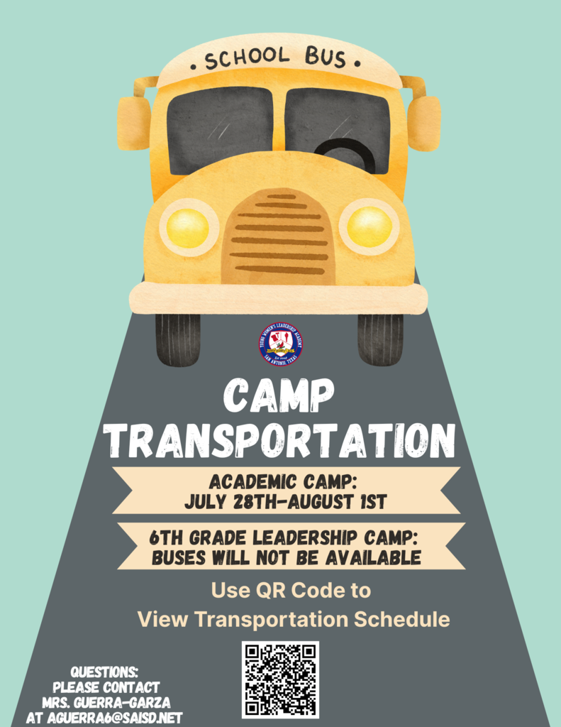 Picture of a school bus with information about the summer camp transportation schedule