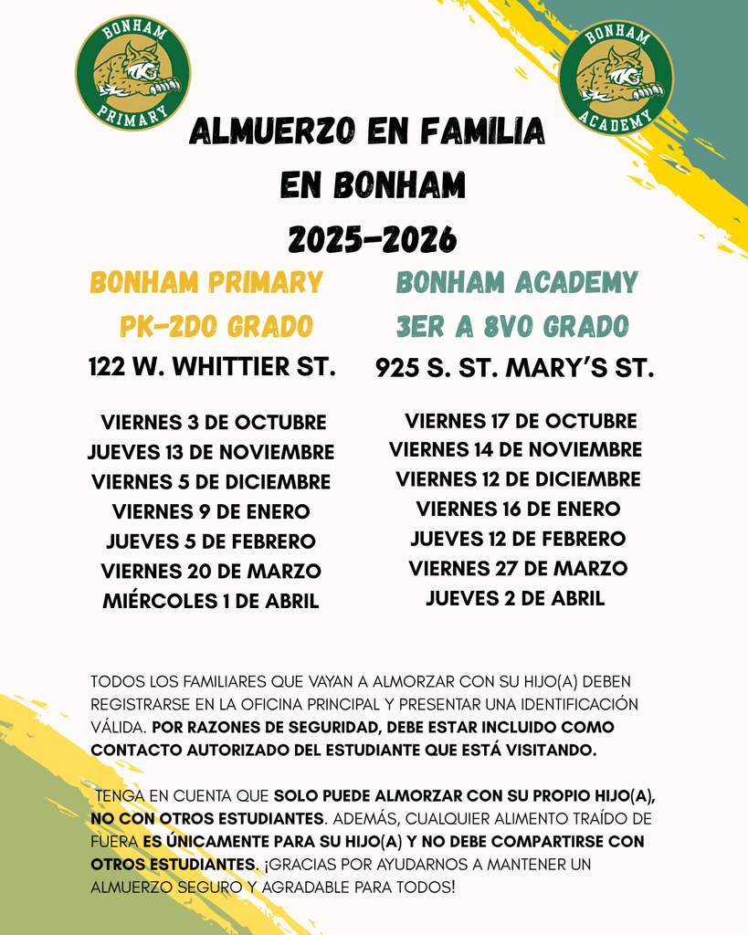 Family lunch dates and policies (SPanish)