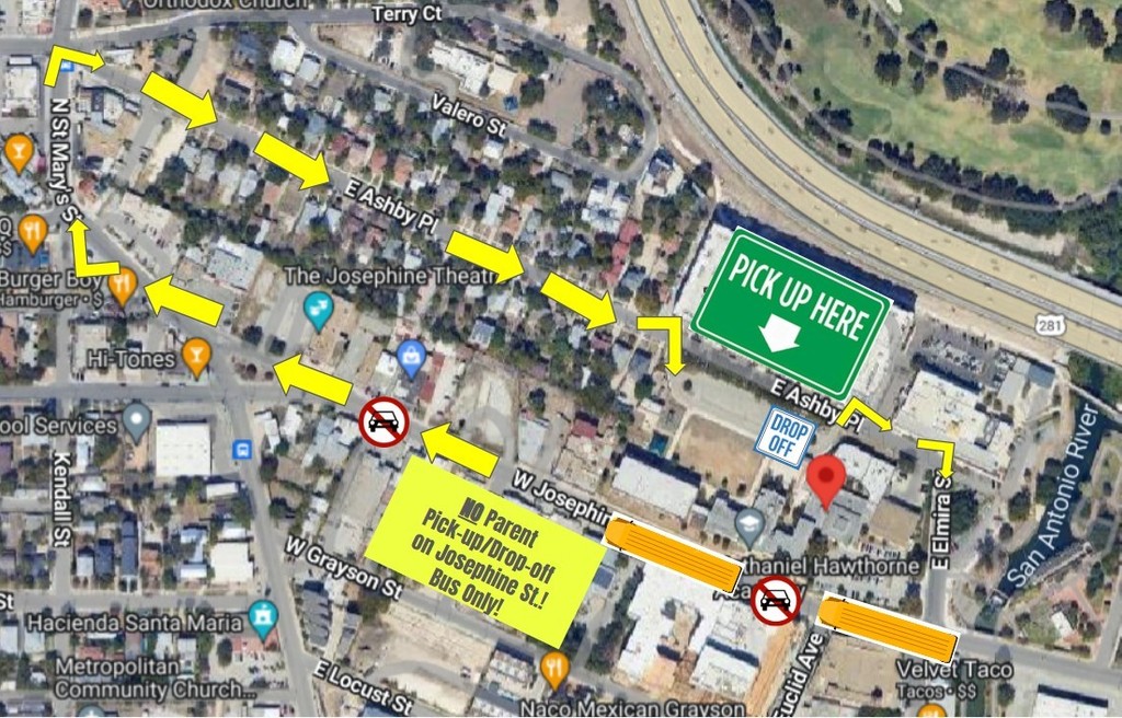 Drop off and pick up map 