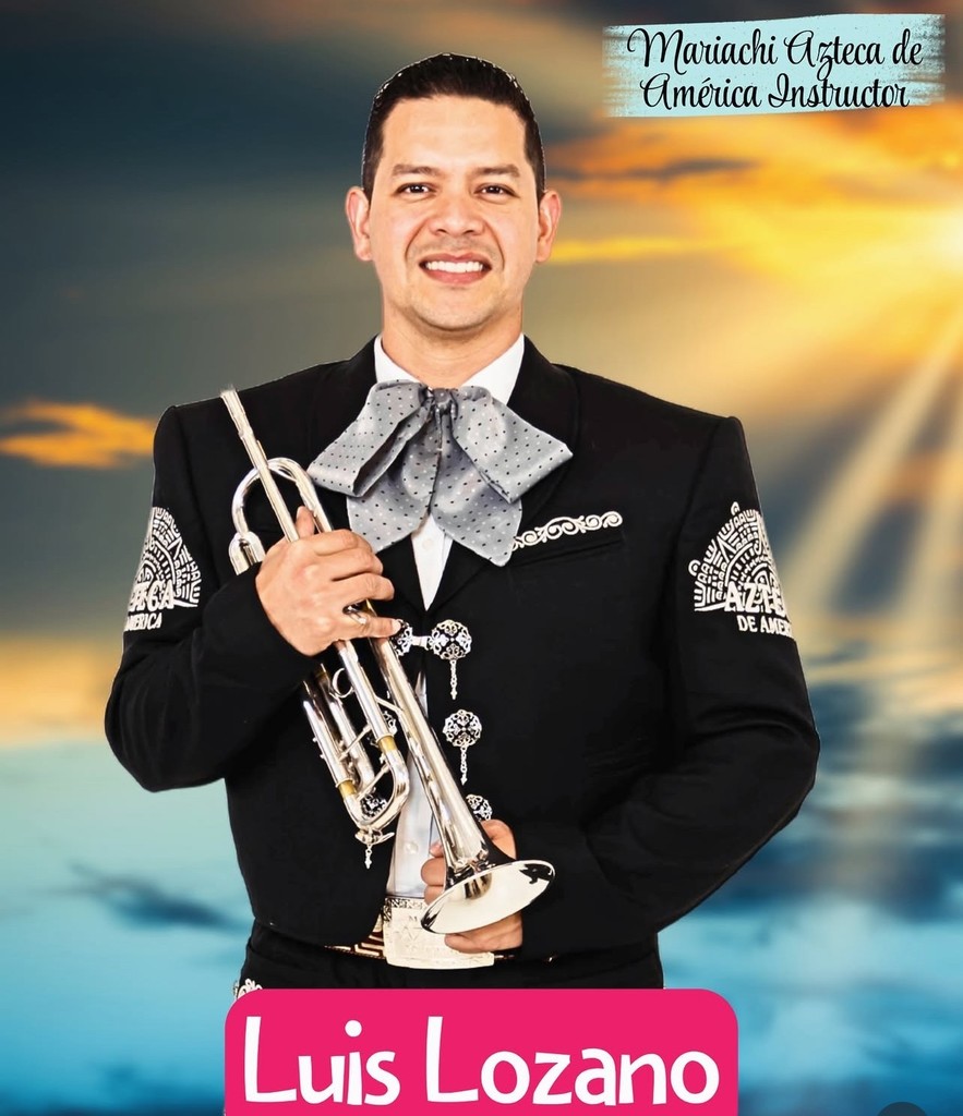 Luis Lozano is a mariachi educator and performer from Tuluá, Colombia. Now based in San Antonio, he plays trumpet with Mariachi Azteca de América and teaches at the Guadalupe Cultural Arts Center. With a background in classical training and studio recording, Luis brings talent, passion, and dedication to both the stage and the classroom.