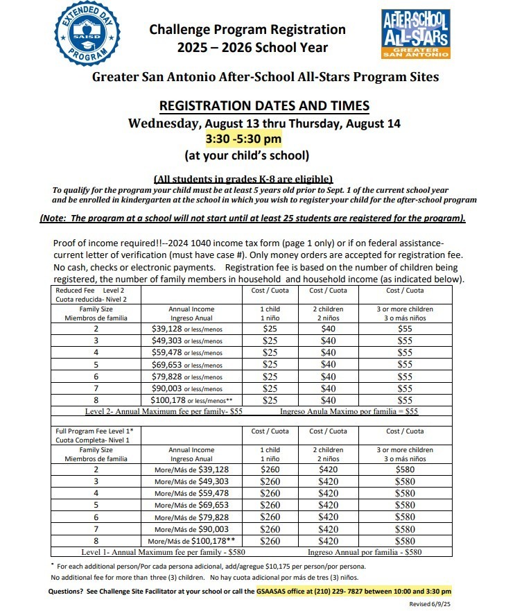 Challenge Program Registration Info 