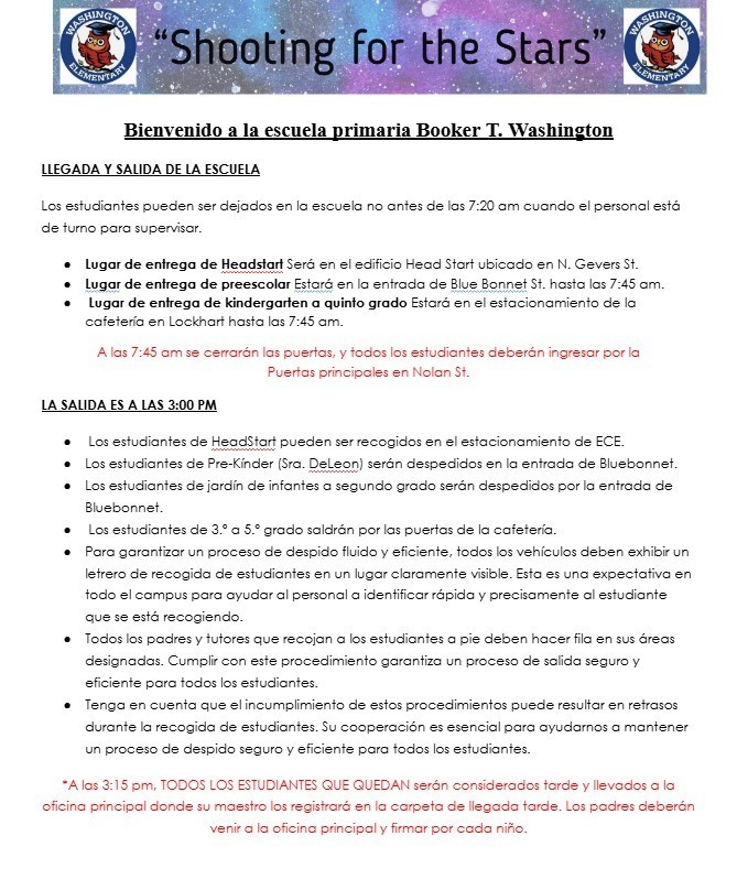 School Arrival and Dismissal (Spanish)