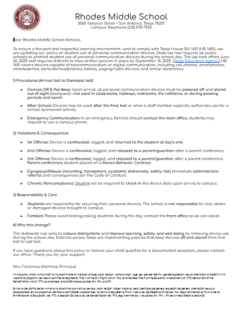 Cell Phone Letter English