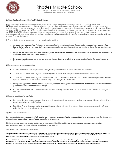 Cell Phone Letter Spanish