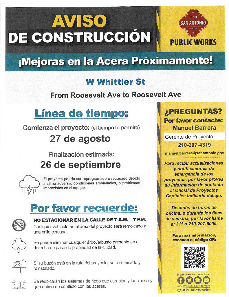 construction notice spanish