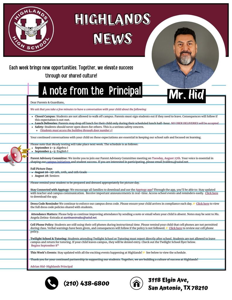 image of the campus newsletter first page.