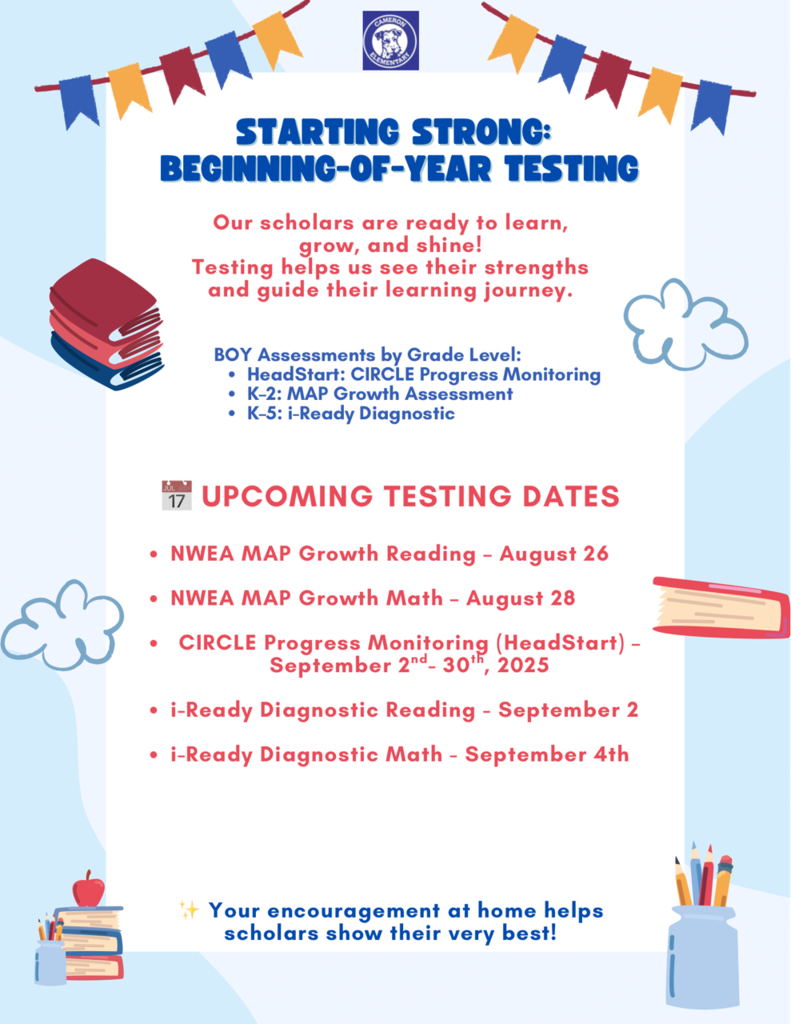 Beginning of year testing dates