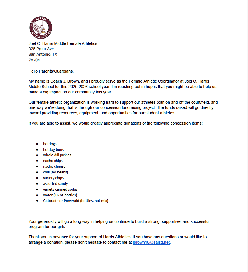 Donation letter - english
