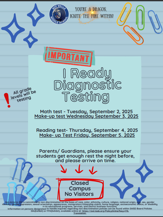 I Ready testing English flyer 