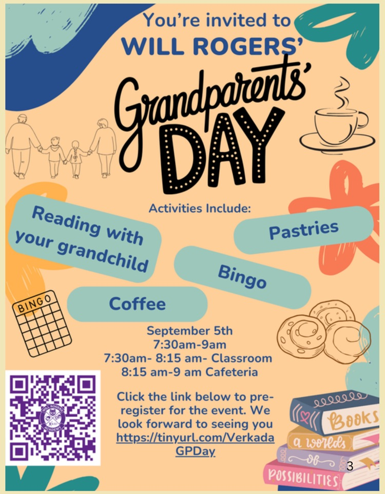 Grandparent’s Day invitation for September 5th 7:30-9:00.