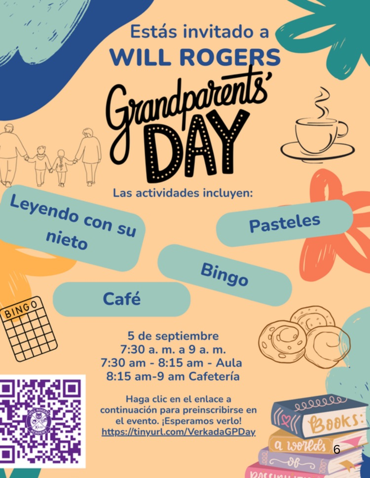 Dia de abuelos 5 de septiembre a las 7:30-9