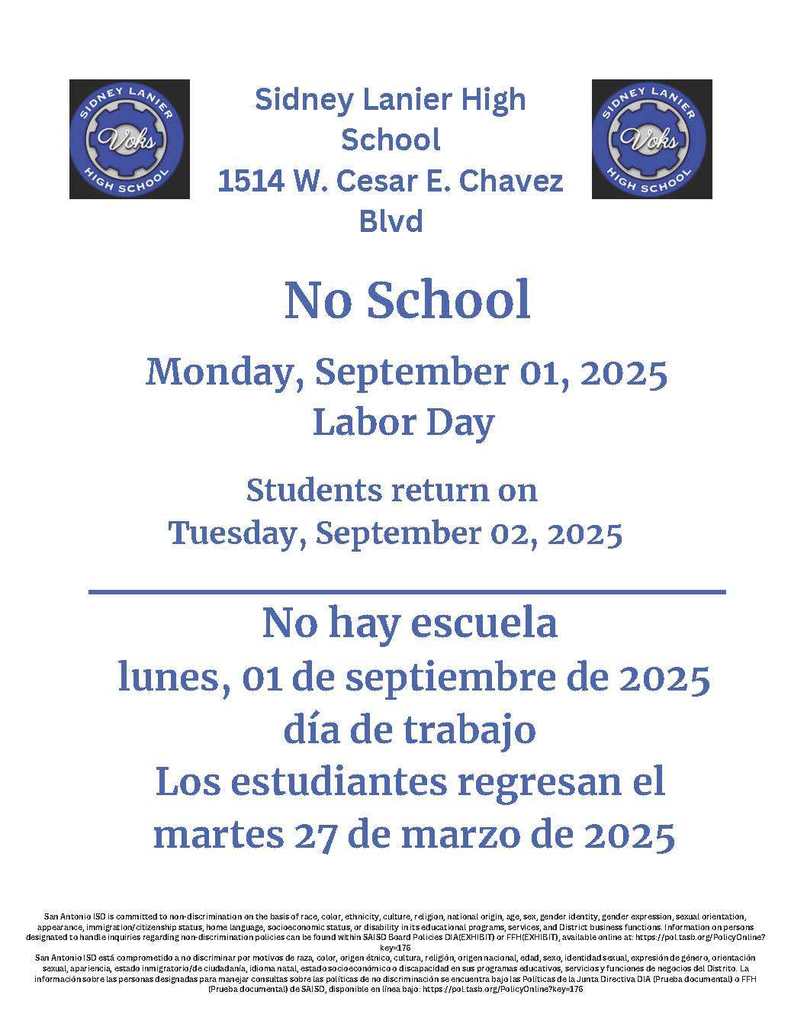 Labor Day Holiday September 1