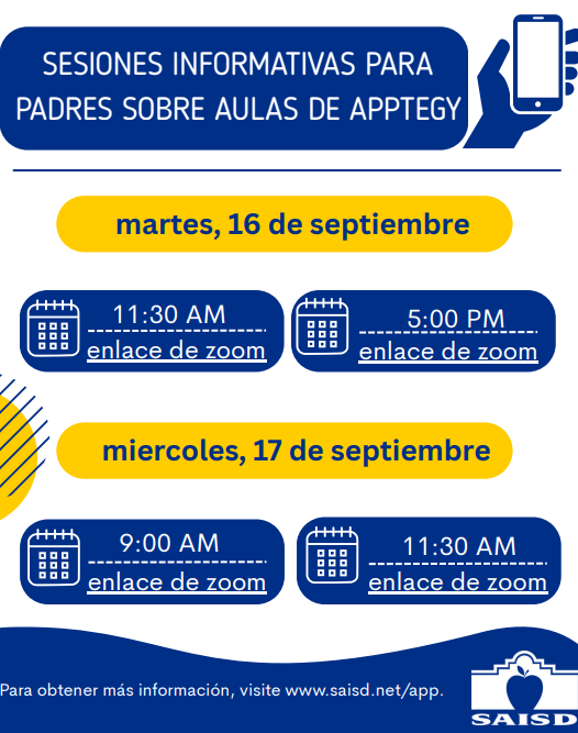 Blue and yellow flyer Spanish