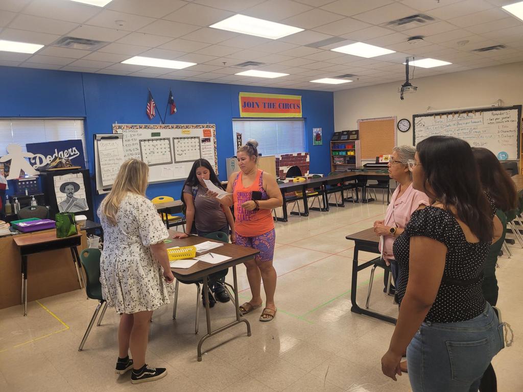 Blue wall in classroom