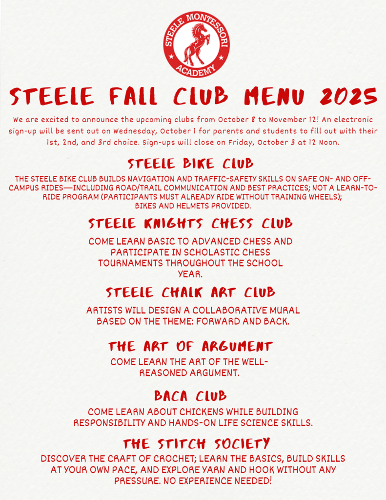 Steele Fall Club Menu 2025 (English)