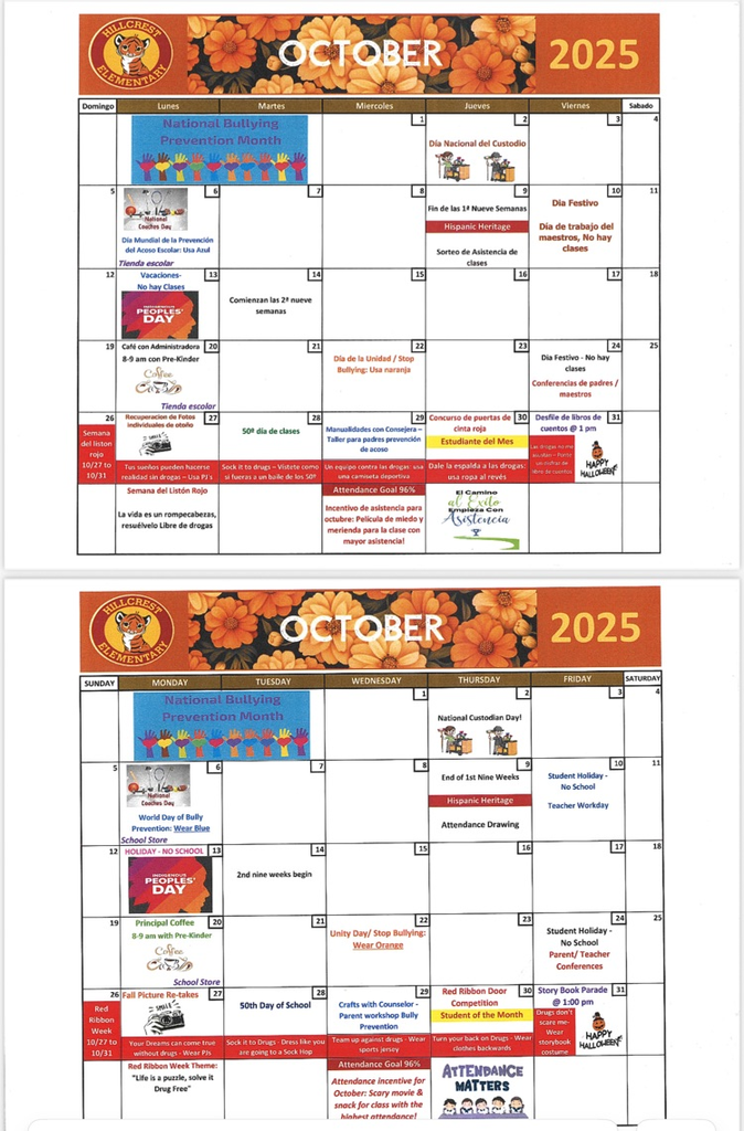 October calendar