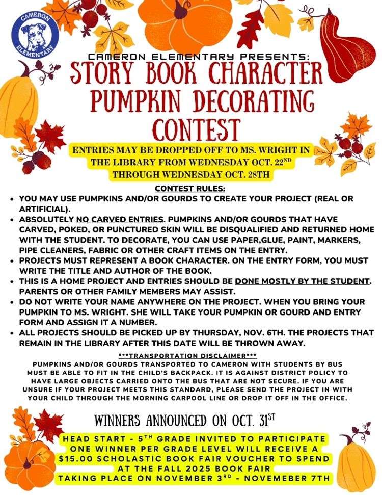 Story Book Character Pumpkin Contest
