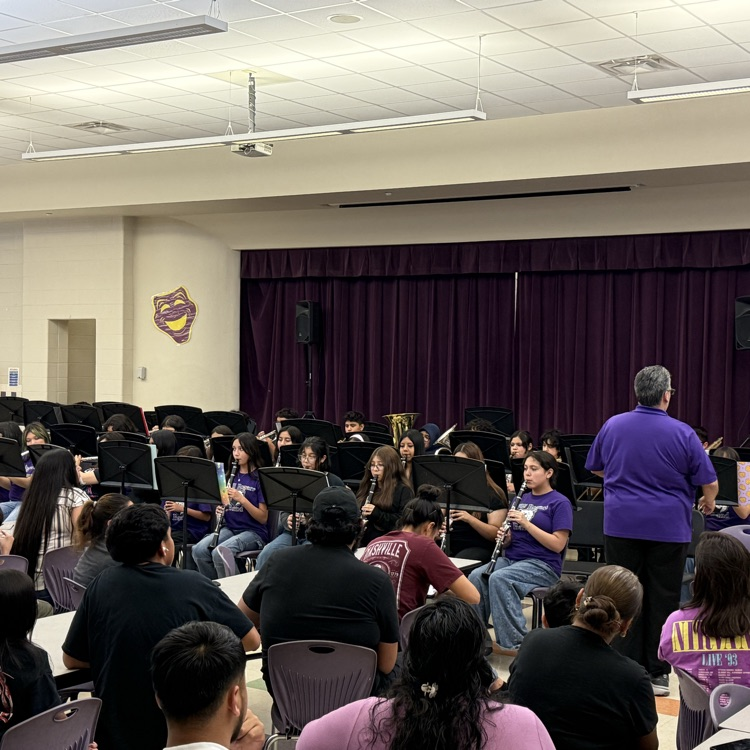 Band students play at the band concert.