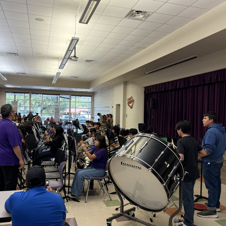 Band students play at the band concert.