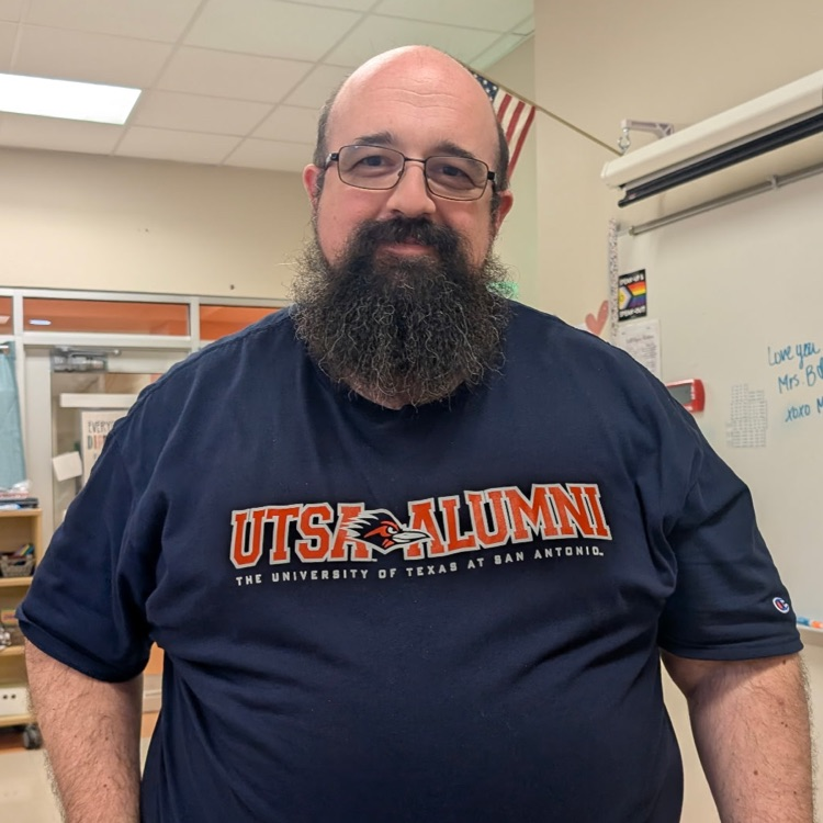 Mr Heugel sports college gear.