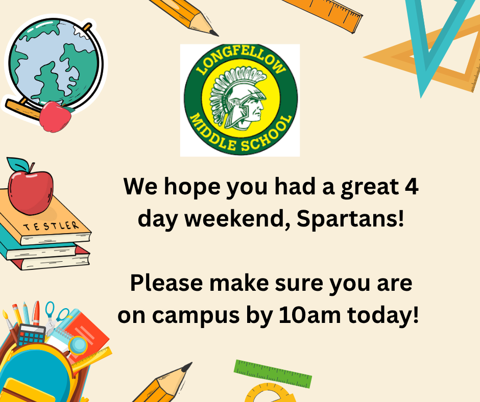 Logo on top, school supplies on a tan flyer