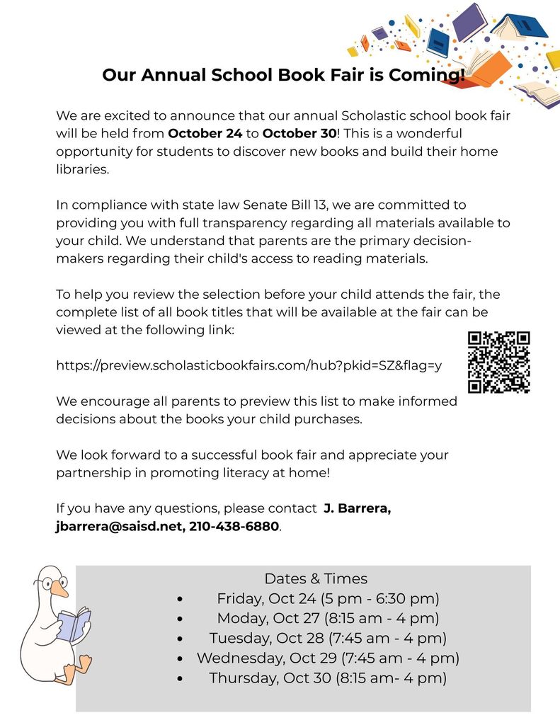 Mission Academy Scholastic Book Fair