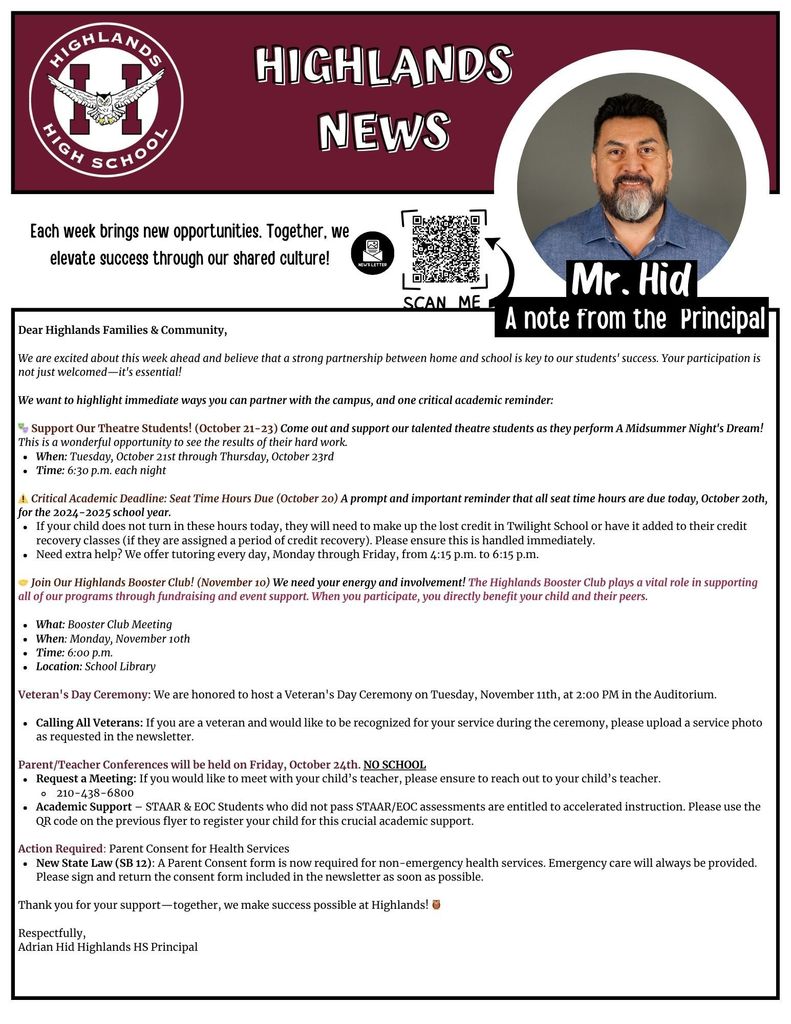 Weekly Newsletter Highlands High School